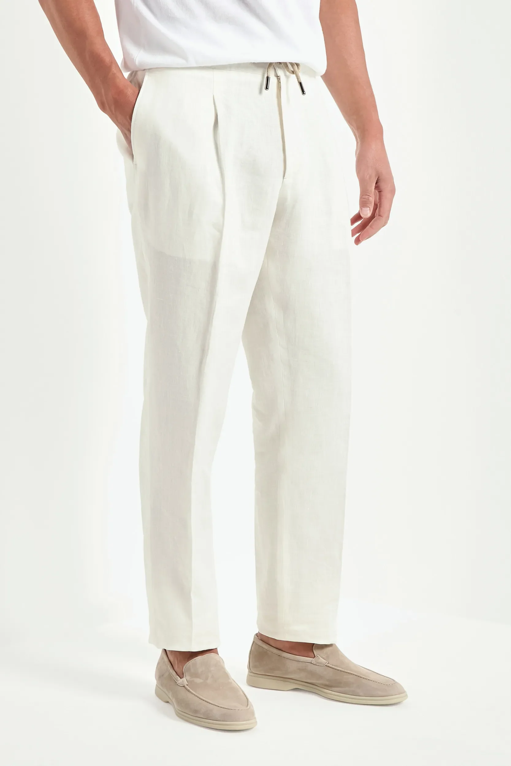 White linen Alassio trousers - Made in Italy