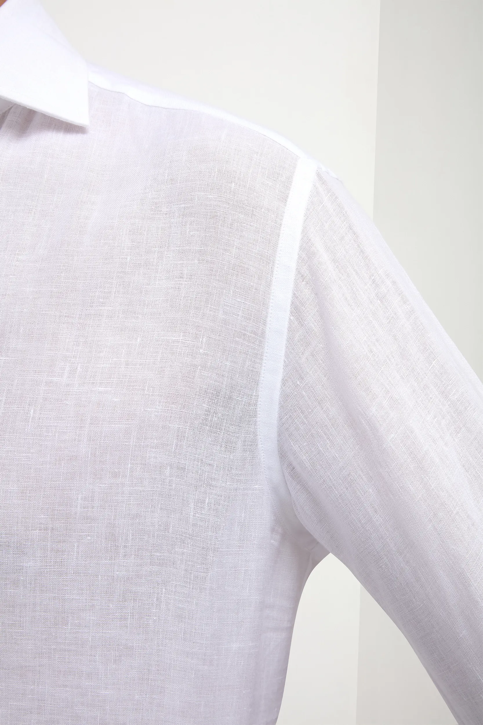 White linen popover shirt - Made in Italy - Image 4