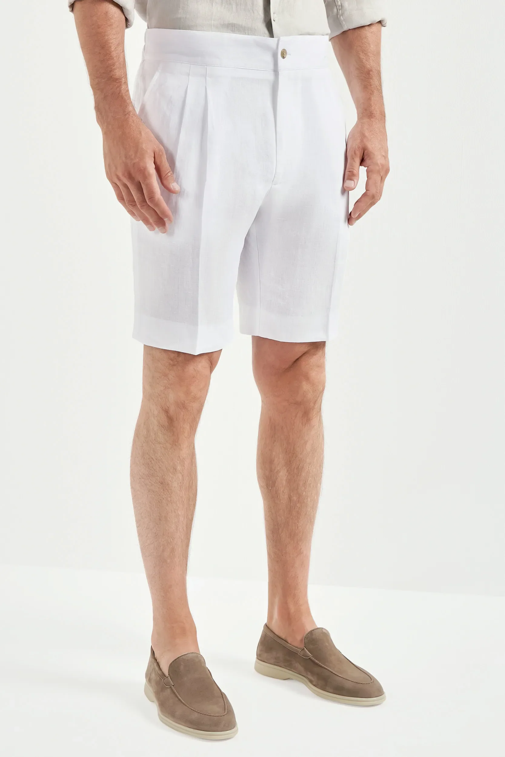 White linen relaxed shorts - Made in Italy - Image 4
