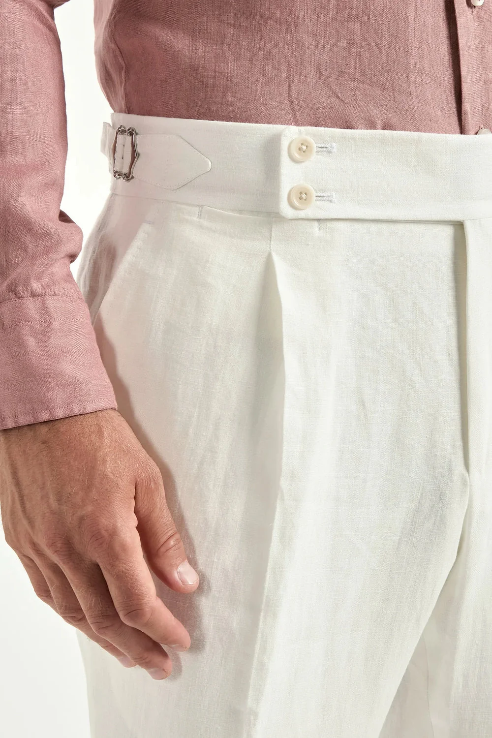 White linen Soragna trousers - Made in Italy - Image 3
