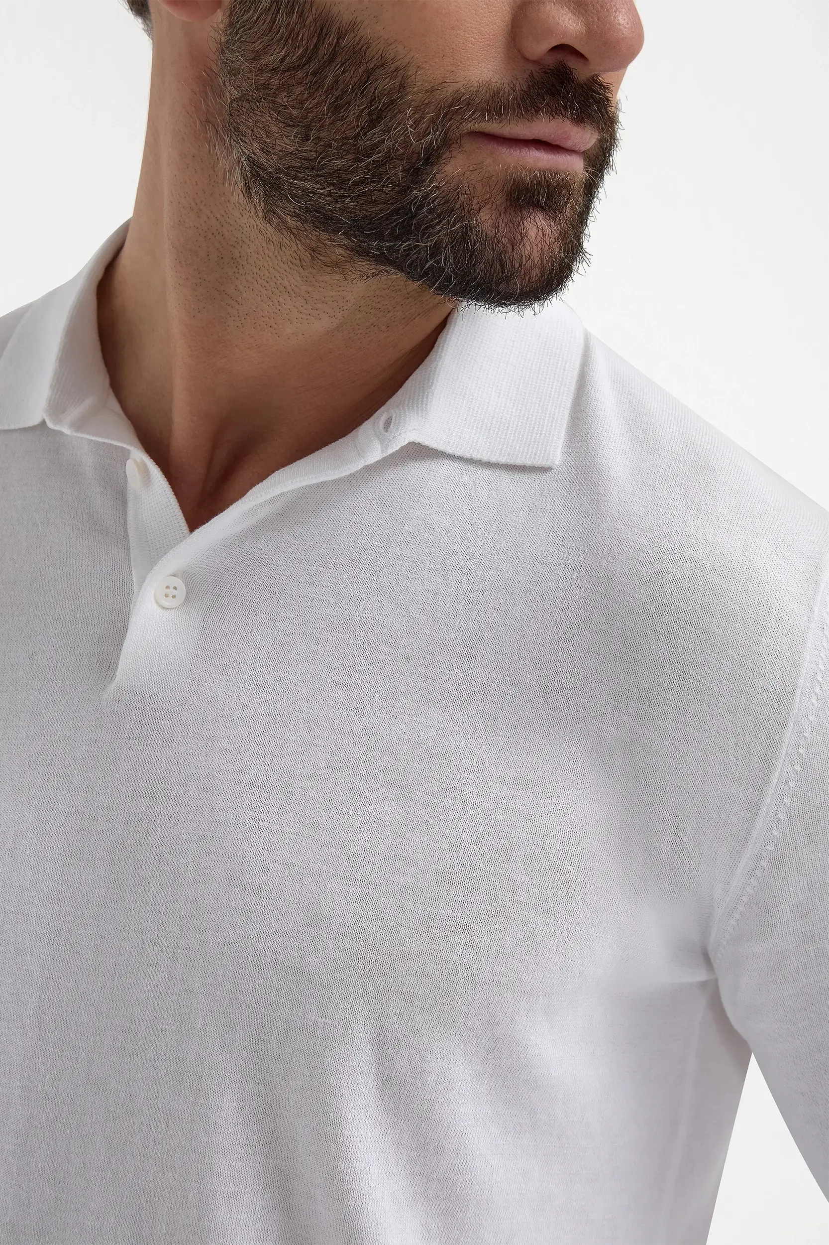 White long sleeve polo - Made in Italy - Image 3