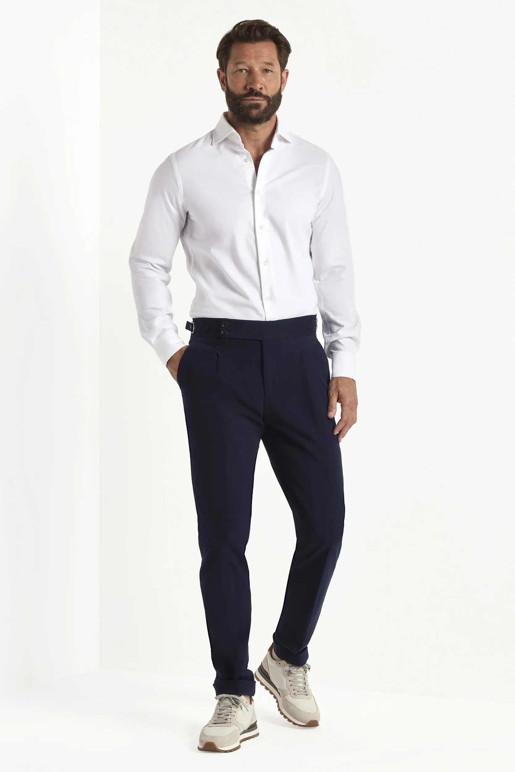 White brushed cotton shirt - Made In Italy - Image 4